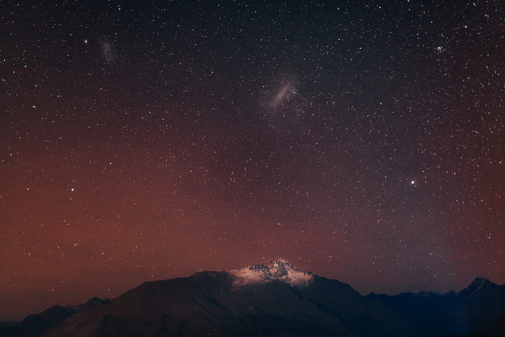 Stars under night sky. Queenstown, Otago, New Zealand
